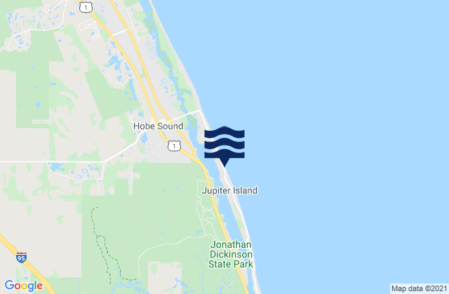 Mapa da tábua de marés em Hobe Sound/The Refuge, United States