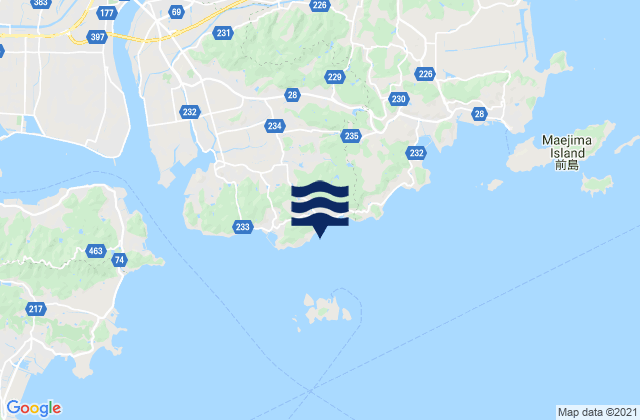 Mapa da tábua de marés em Hoden, Japan