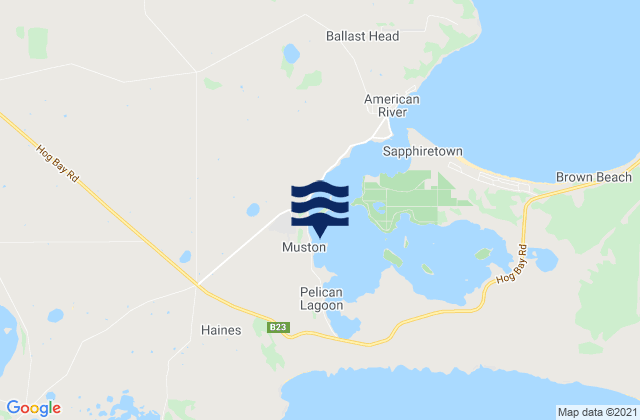 Mapa da tábua de marés em Hog Bay, Australia
