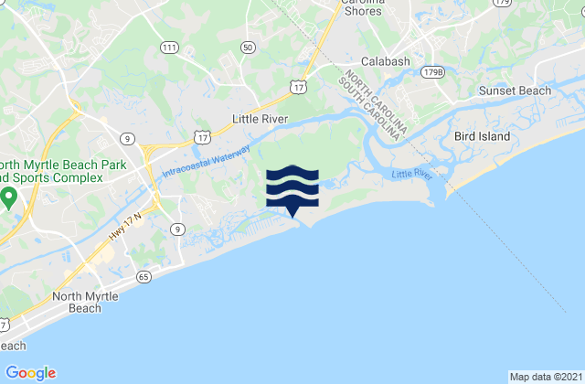 Mapa da tábua de marés em Hog Inlet, United States