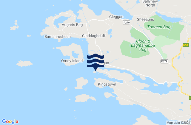 Mapa da tábua de marés em Hog Island, Ireland