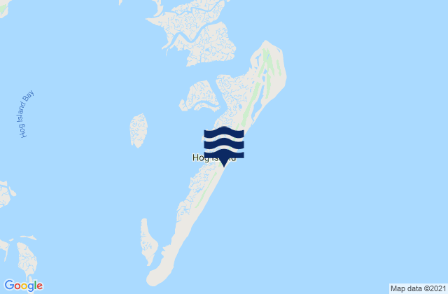 Mapa da tábua de marés em Hog Island, United States