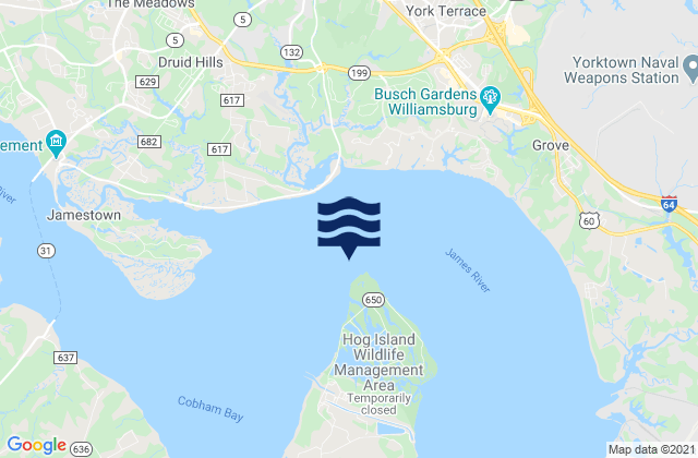 Mapa da tábua de marés em Hog Point, United States