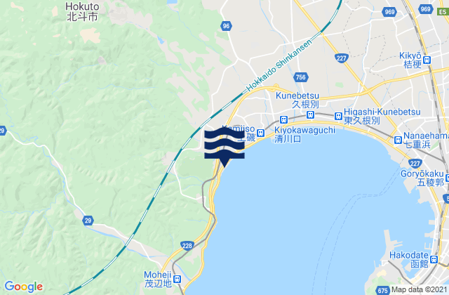 Mapa da tábua de marés em Hokuto-shi, Japan