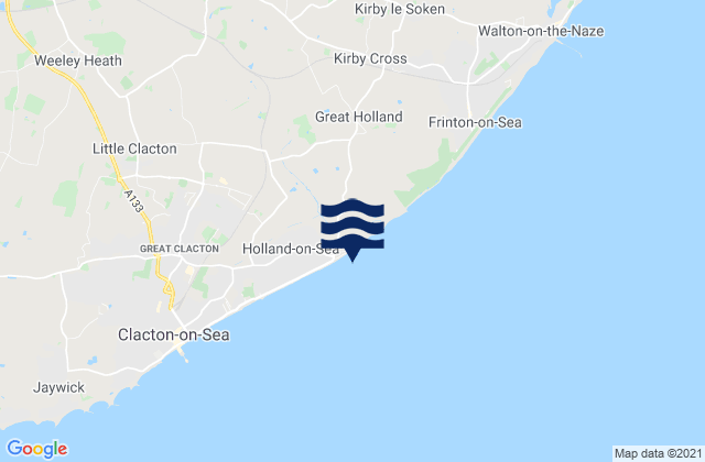 Mapa da tábua de marés em Holland-on-sea Beach, United Kingdom