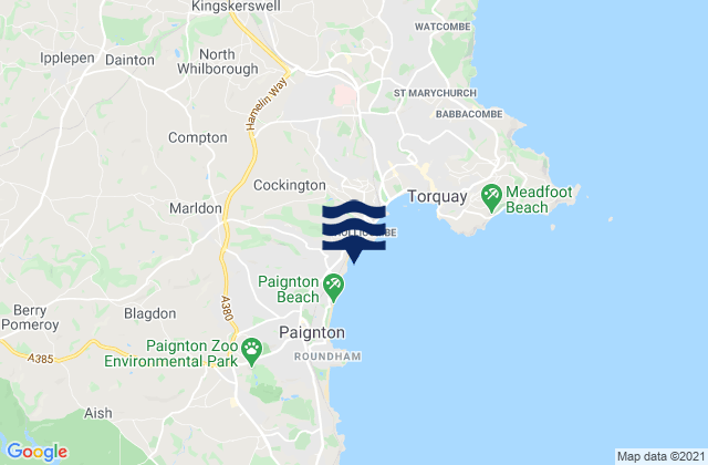Mapa da tábua de marés em Hollicombe Beach, United Kingdom