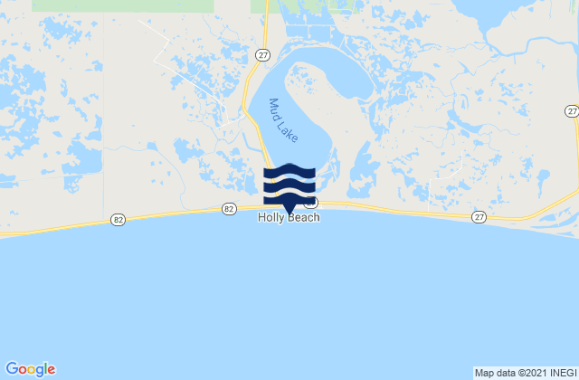 Mapa da tábua de marés em Holly Beach, United States