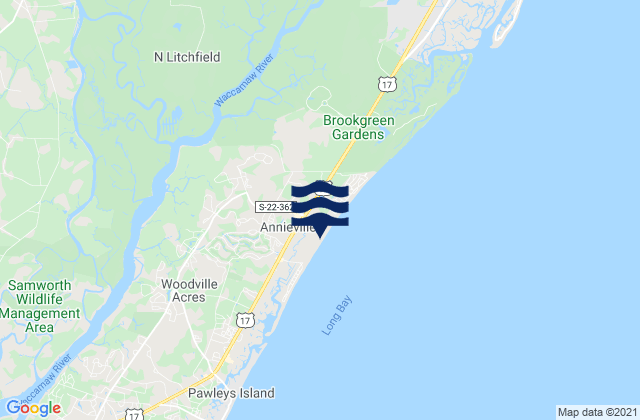 Mapa da tábua de marés em Holly Grove Plantation, United States