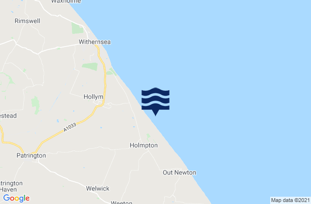 Mapa da tábua de marés em Holmpton, United Kingdom