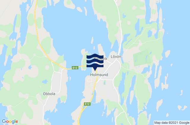 Mapa da tábua de marés em Holmsund, Sweden