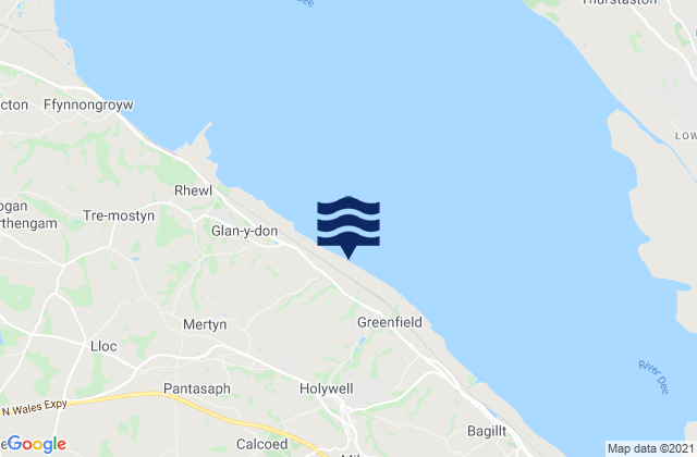Mapa da tábua de marés em Holywell, United Kingdom