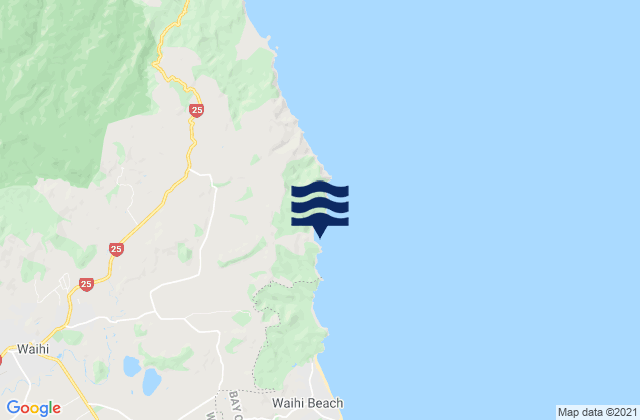 Mapa da tábua de marés em Homunga Bay, New Zealand