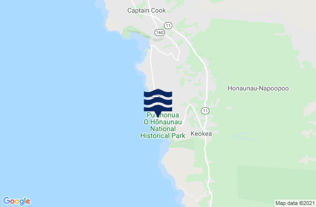 Mapa da tábua de marés em Honaunau-Napoopoo, United States