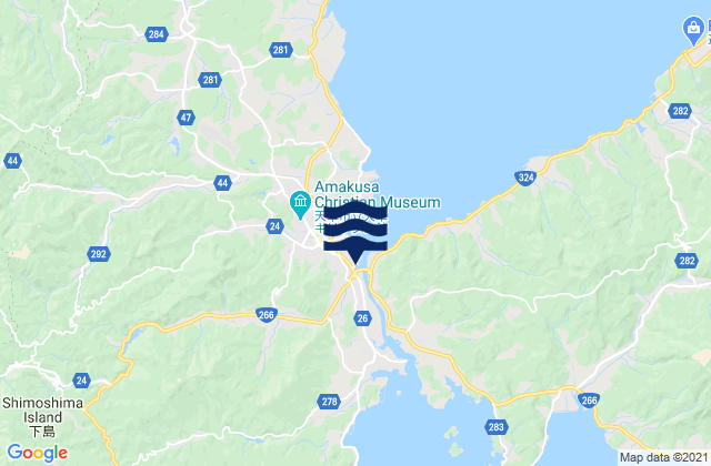 Mapa da tábua de marés em Hondo, Japan