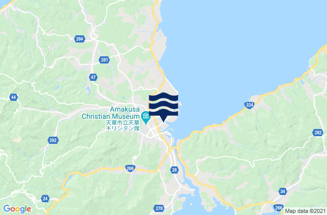 Mapa da tábua de marés em Hondomachi-hondo, Japan