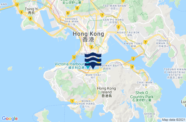 Mapa da tábua de marés em Hong Kong, Hong Kong