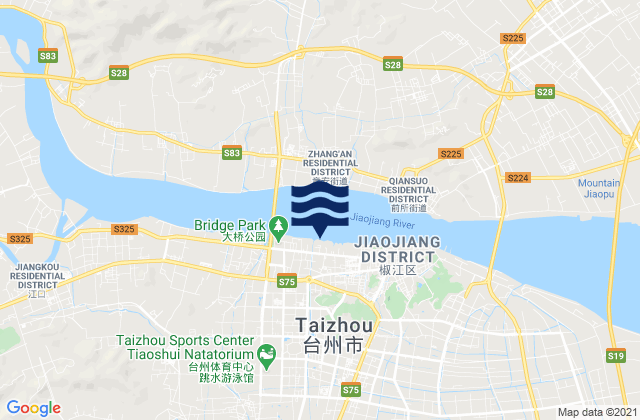 Mapa da tábua de marés em Hongjia, China