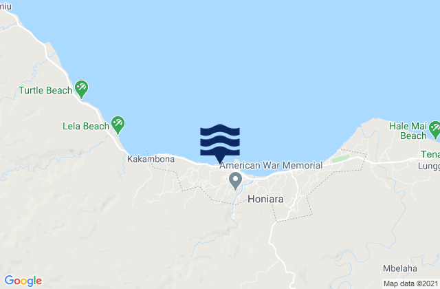 Mapa da tábua de marés em Honiara, Solomon Islands