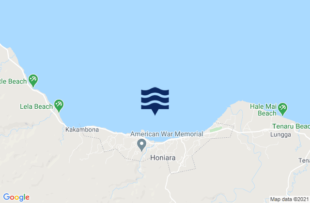 Mapa da tábua de marés em Honiara, Solomon Islands