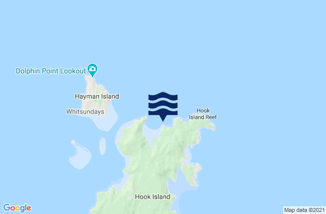 Mapa da tábua de marés em Hook Island, Australia