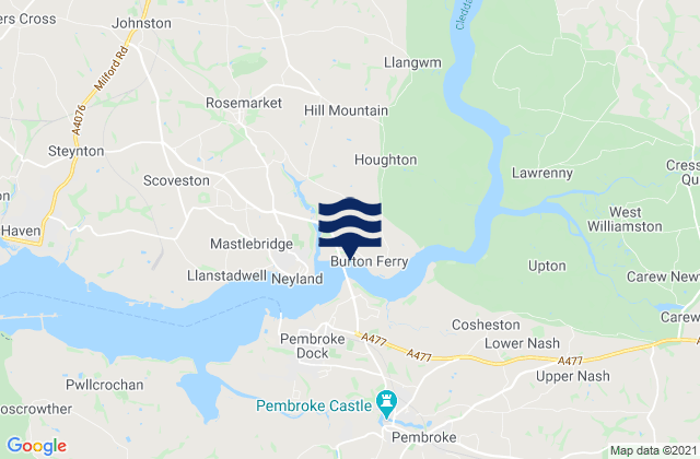 Mapa da tábua de marés em Hook, United Kingdom