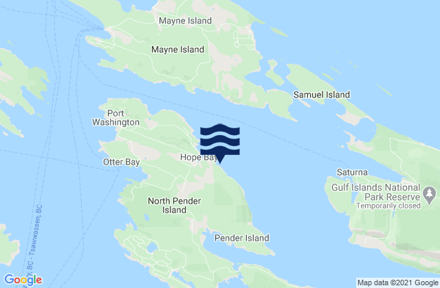 Mapa da tábua de marés em Hope Bay, United States