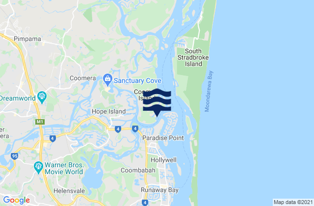 Mapa da tábua de marés em Hope Island, Australia