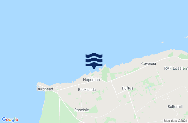 Mapa da tábua de marés em Hopeman, United Kingdom
