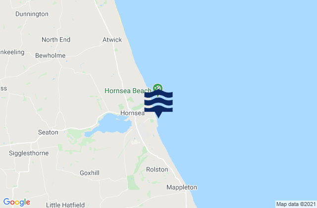 Mapa da tábua de marés em Hornsea Beach, United Kingdom