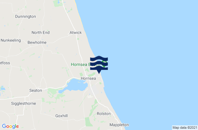 Mapa da tábua de marés em Hornsea, United Kingdom