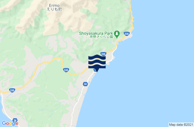 Mapa da tábua de marés em Horoizumi-gun, Japan