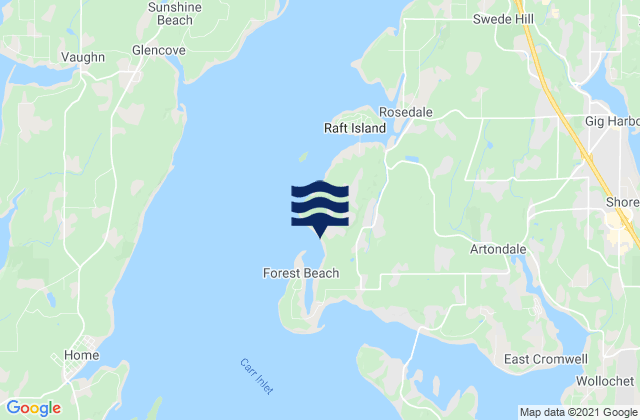 Mapa da tábua de marés em Horsehead Bay Carr Inlet, United States