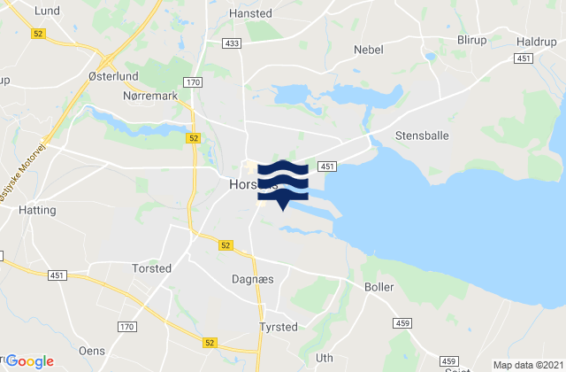 Mapa da tábua de marés em Horsens, Denmark