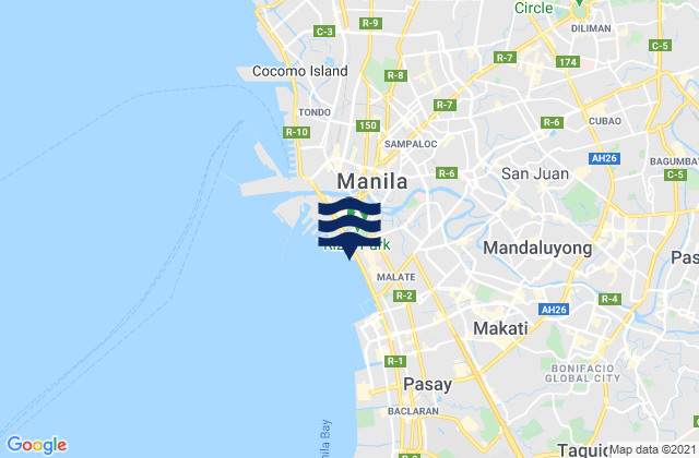 Mapa da tábua de marés em Horseshoe, Philippines