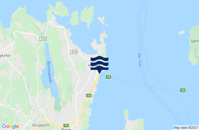 Mapa da tábua de marés em Horten, Norway