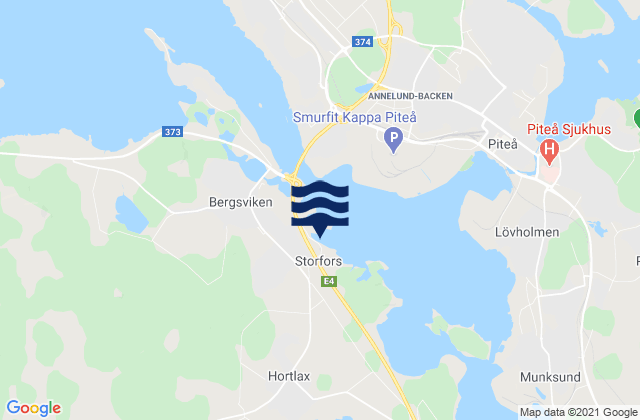 Mapa da tábua de marés em Hortlax, Sweden