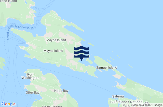 Mapa da tábua de marés em Horton Bay, Canada