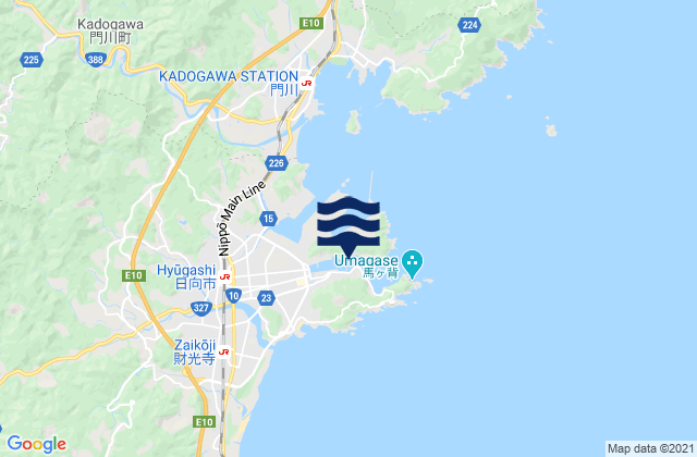 Mapa da tábua de marés em Hososhima, Japan