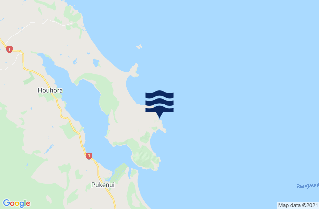 Mapa da tábua de marés em Houhora Bay, New Zealand