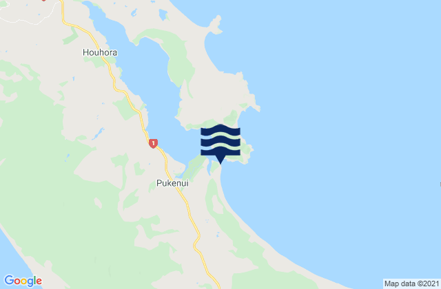 Mapa da tábua de marés em Houhora Harbour Entrance, New Zealand