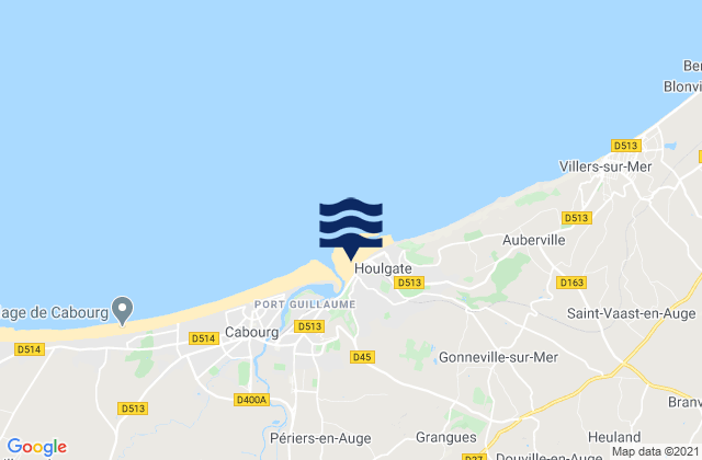 Mapa da tábua de marés em Houlgate, France