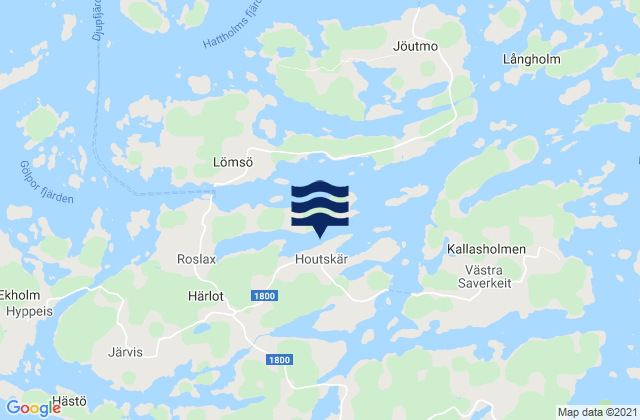 Mapa da tábua de marés em Houtskär, Finland