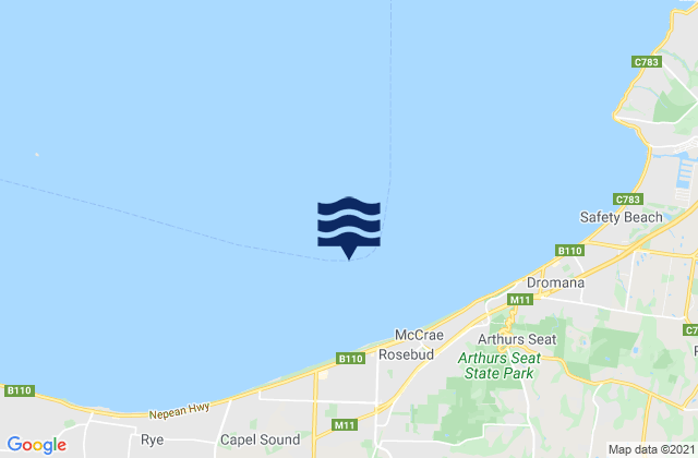 Mapa da tábua de marés em Hovell Pile, Australia