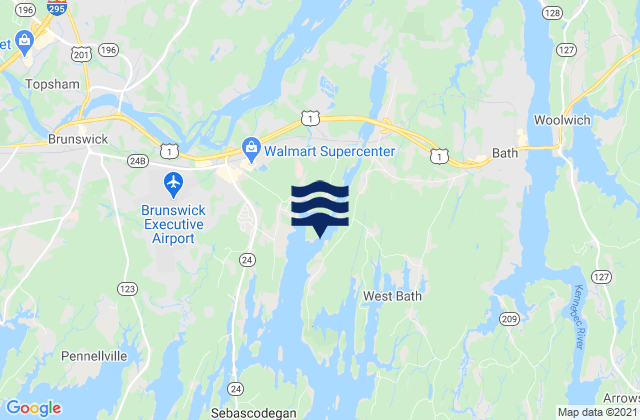 Mapa da tábua de marés em Howard Point (New Meadows River), United States