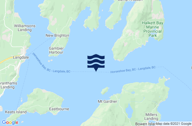 Mapa da tábua de marés em Howe Sound, Canada