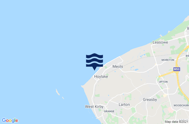 Mapa da tábua de marés em Hoylake, United Kingdom