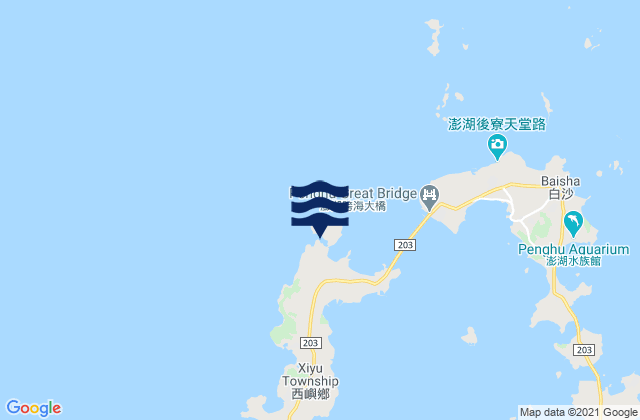 Mapa da tábua de marés em Hsiao-men Hsu Niu-kung Wan, Taiwan