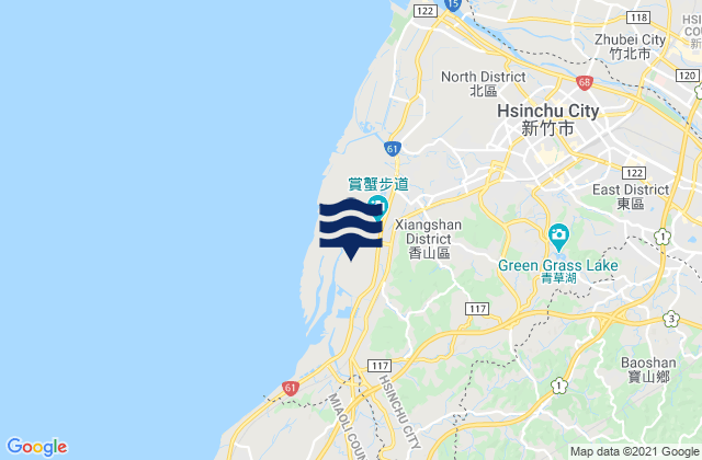 Mapa da tábua de marés em Hsinchu County, Taiwan