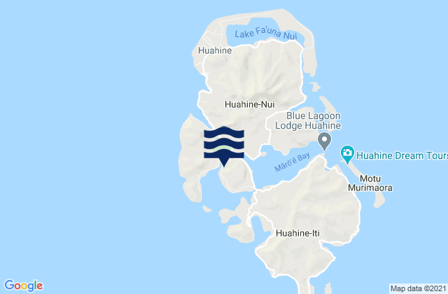 Mapa da tábua de marés em Huahine, French Polynesia
