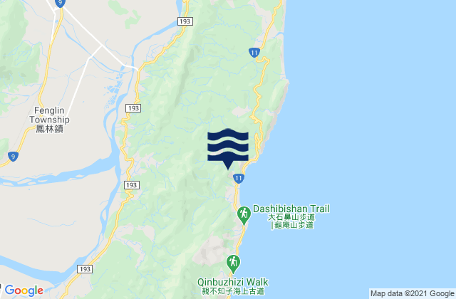 Mapa da tábua de marés em Hualien, Taiwan